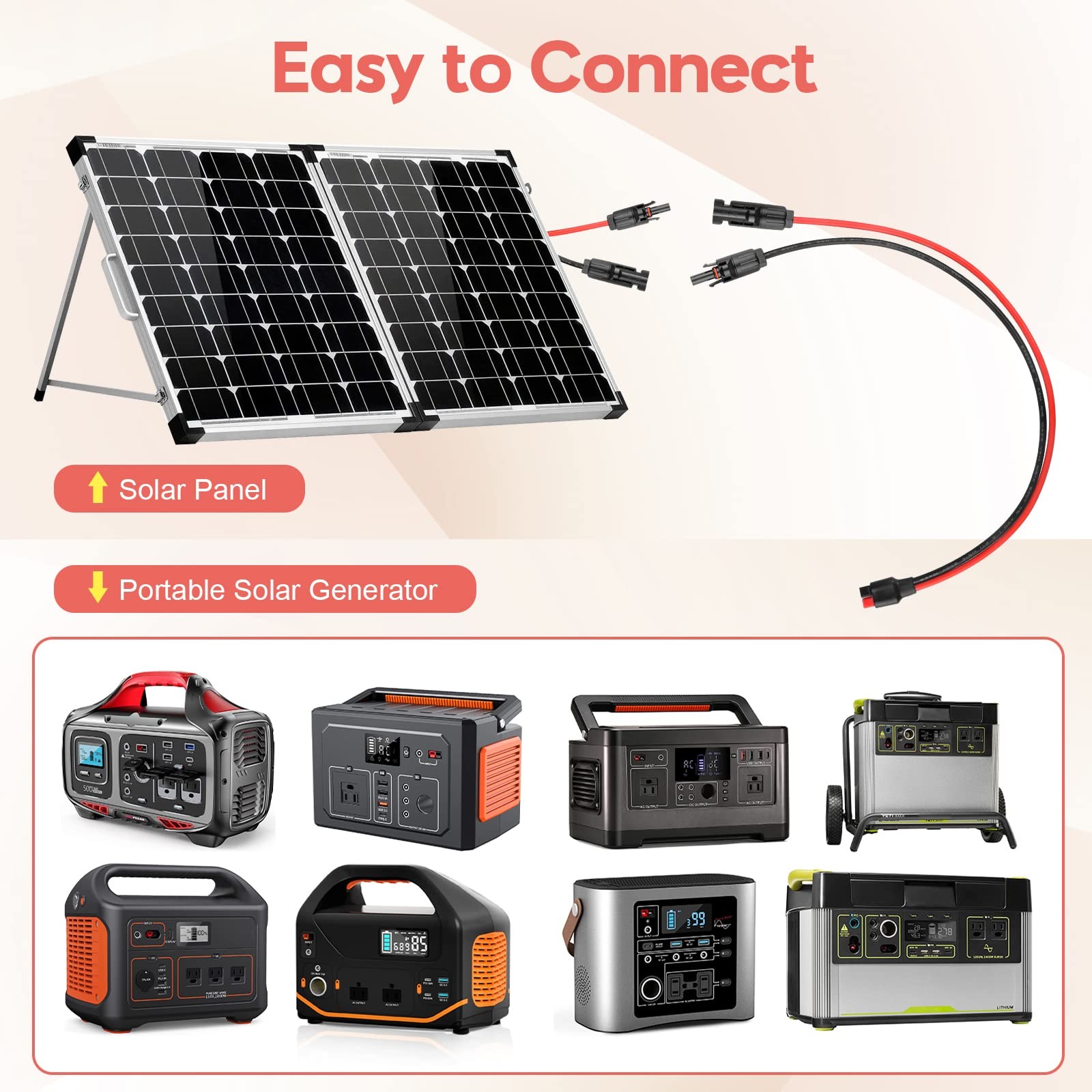 PAEKQ 10AWG Solar Panel Cable Connector Kit Compatible with Solar Connector and