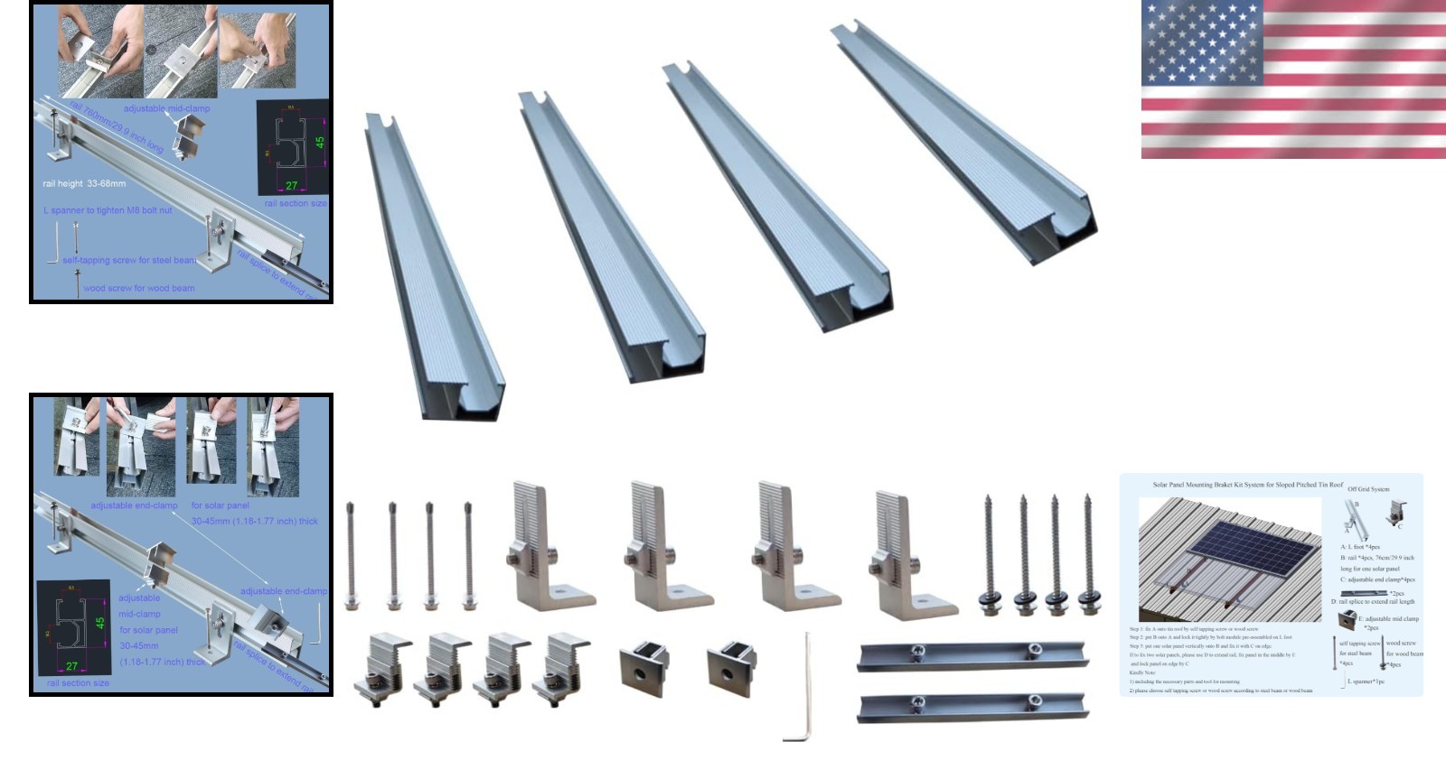 Complete Solar Panel Installation Kit for Tin Roofs