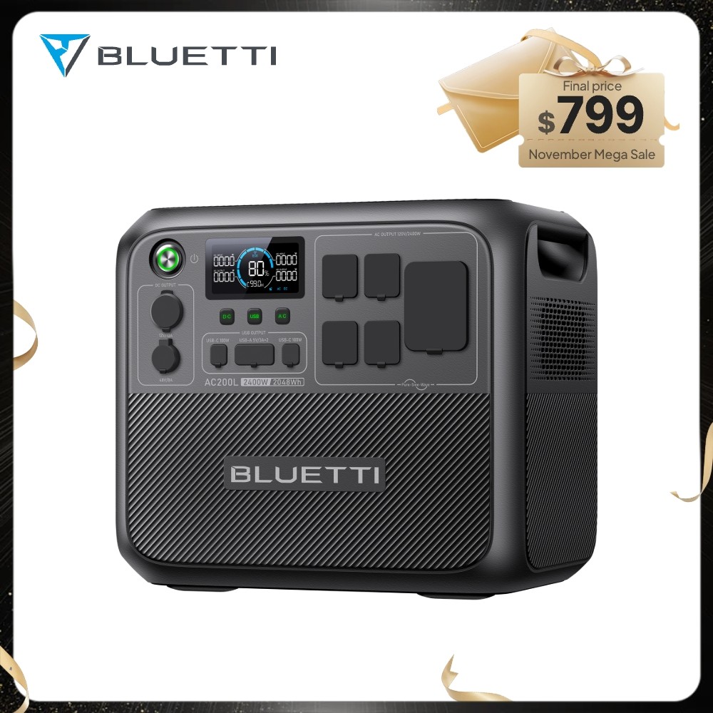 BLUETTI AC200L 2400W 2048Wh Portable Power Station RV Travel Extreme Weather