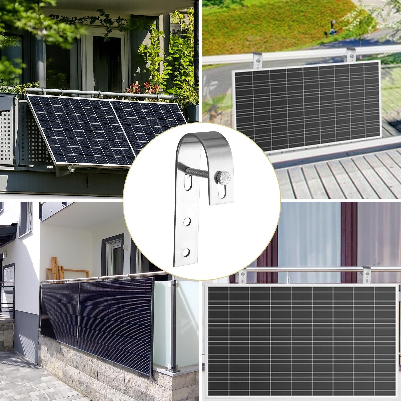 Anbte 4PCS Solar Panel Mounting Brackets for Balcony, Stainless Steel Silver