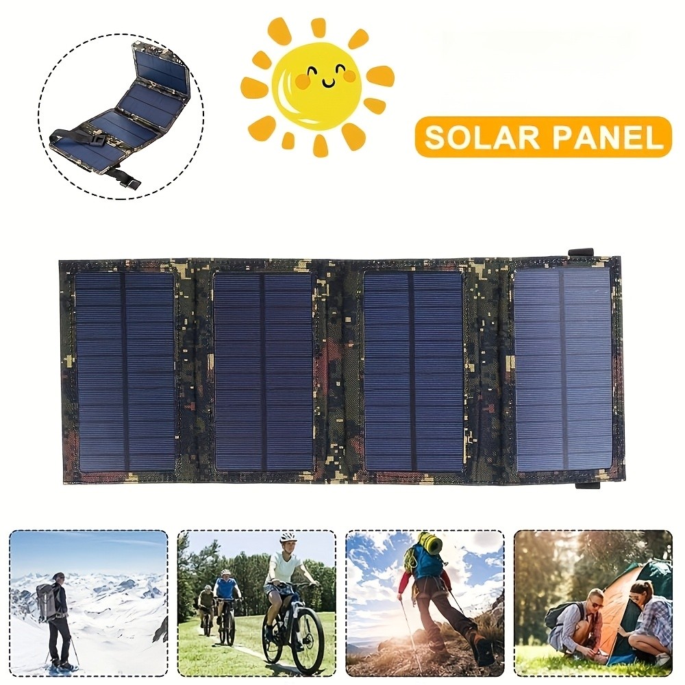 80W USB Solar Panel Folding Power Bank Outdoor Camping Hiking Phone Charger