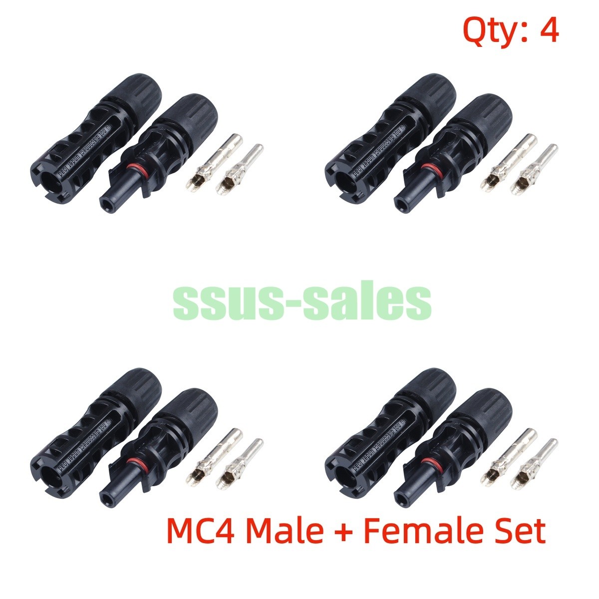 X4 MC4 Solar Connectors 1500V 30A Male Female Plug Socket PV Panel Cable