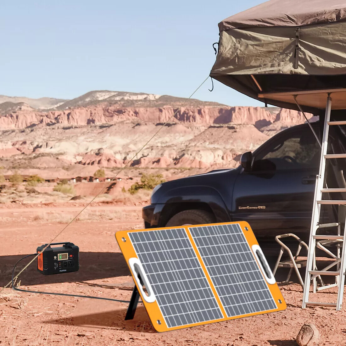 Flashfish 60W Foldable Solar Panels with 18W USB and 18V DC for Outdoor Camping