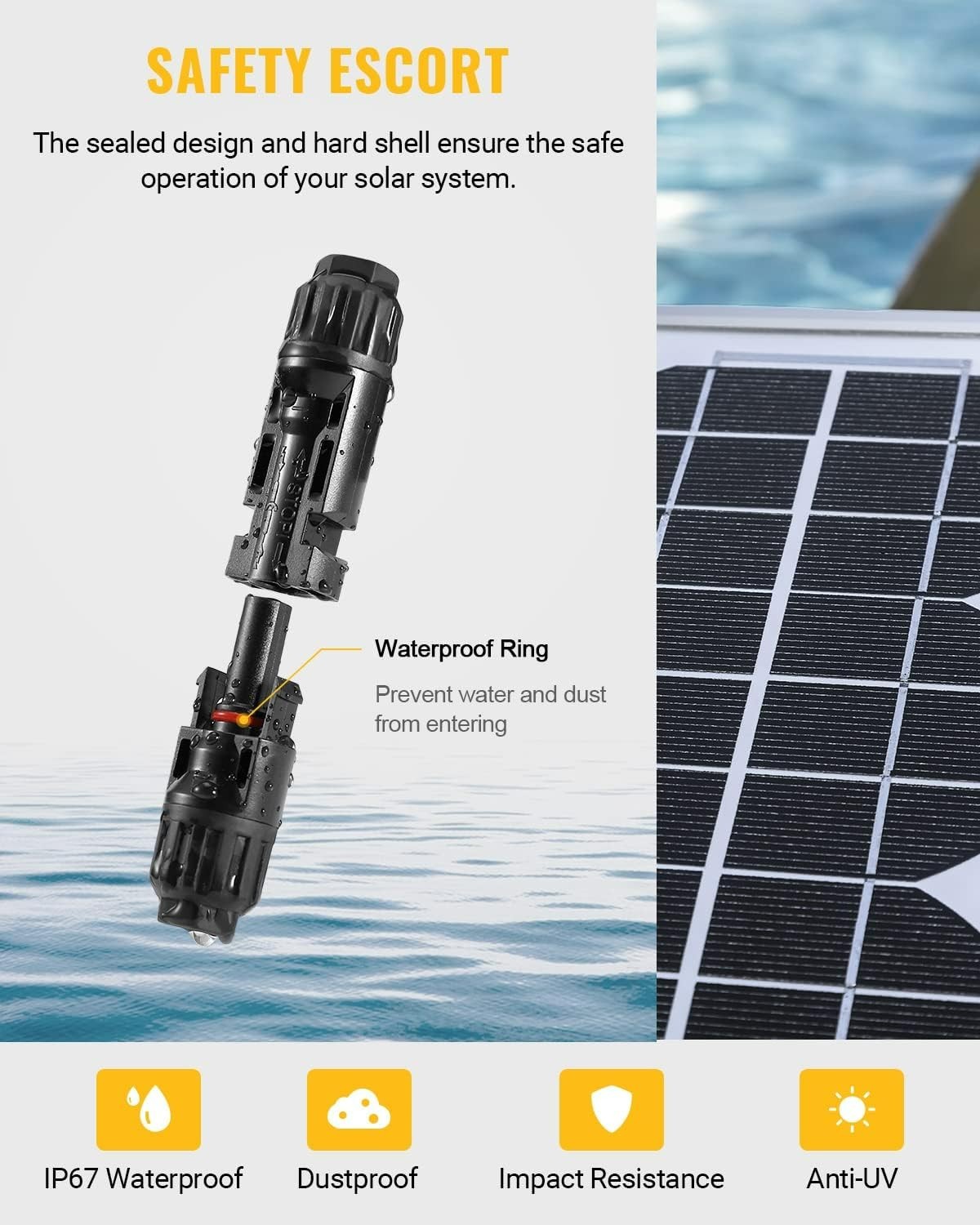 12 PCS 10AWG Weatherproof Solar Panel Connectors – Easy Install, 30A Max Current