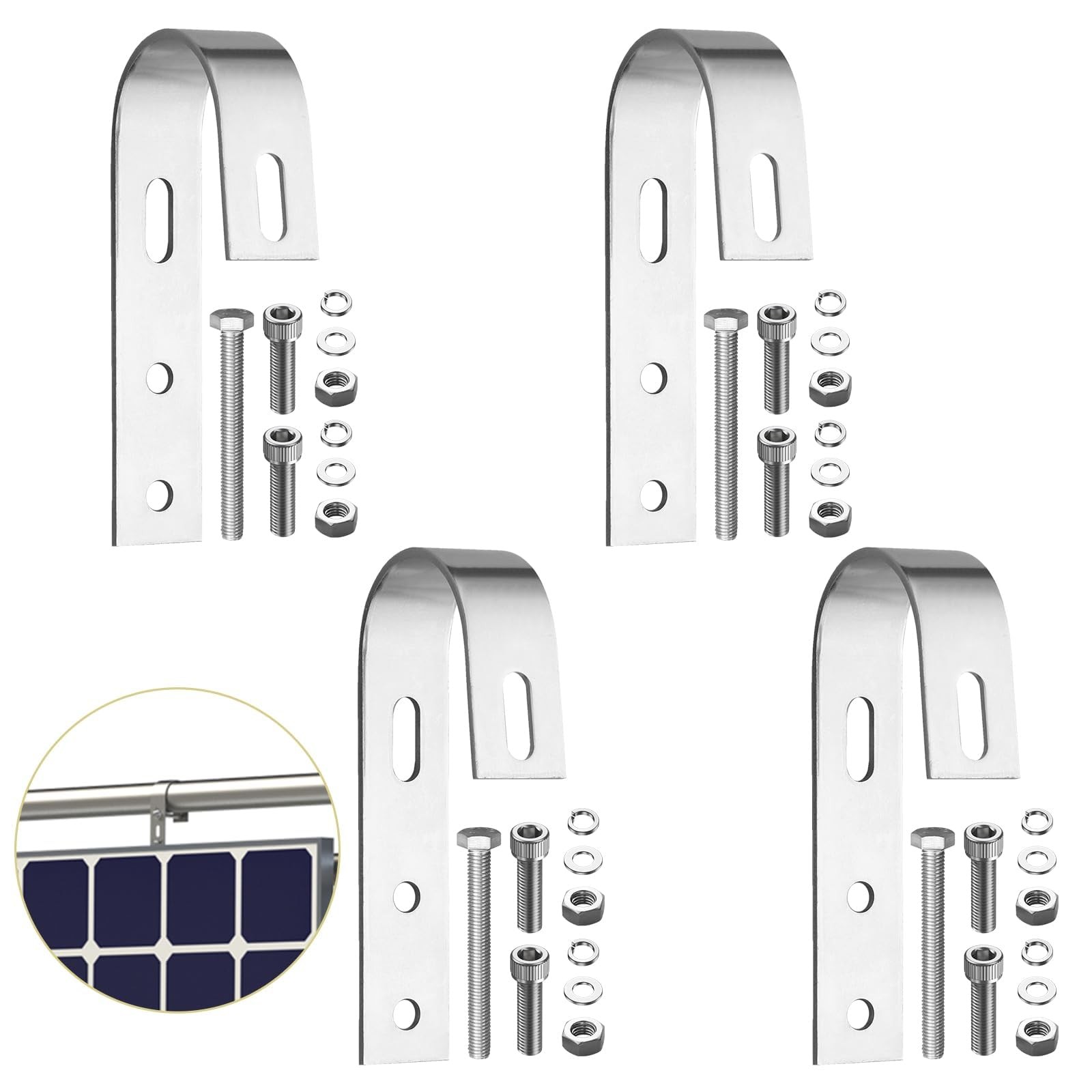 Anbte 4PCS Solar Panel Mounting Brackets for Balcony, Stainless Steel Silver
