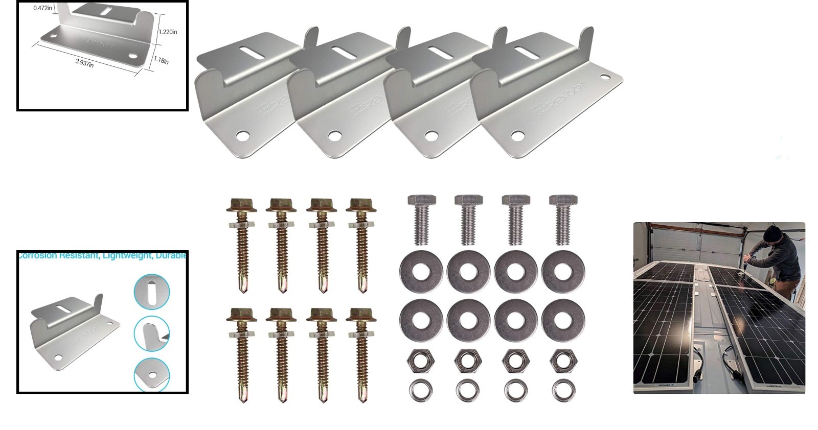 Easy Install Solar Panel Z Bracket Set for Trailers and Yachts – Gray Finish