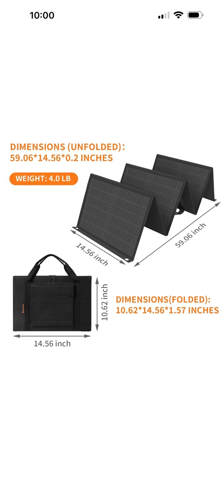 Portable Solar Panel – 60W Foldable Solar Panels with 5V USB and 18V DC for C…