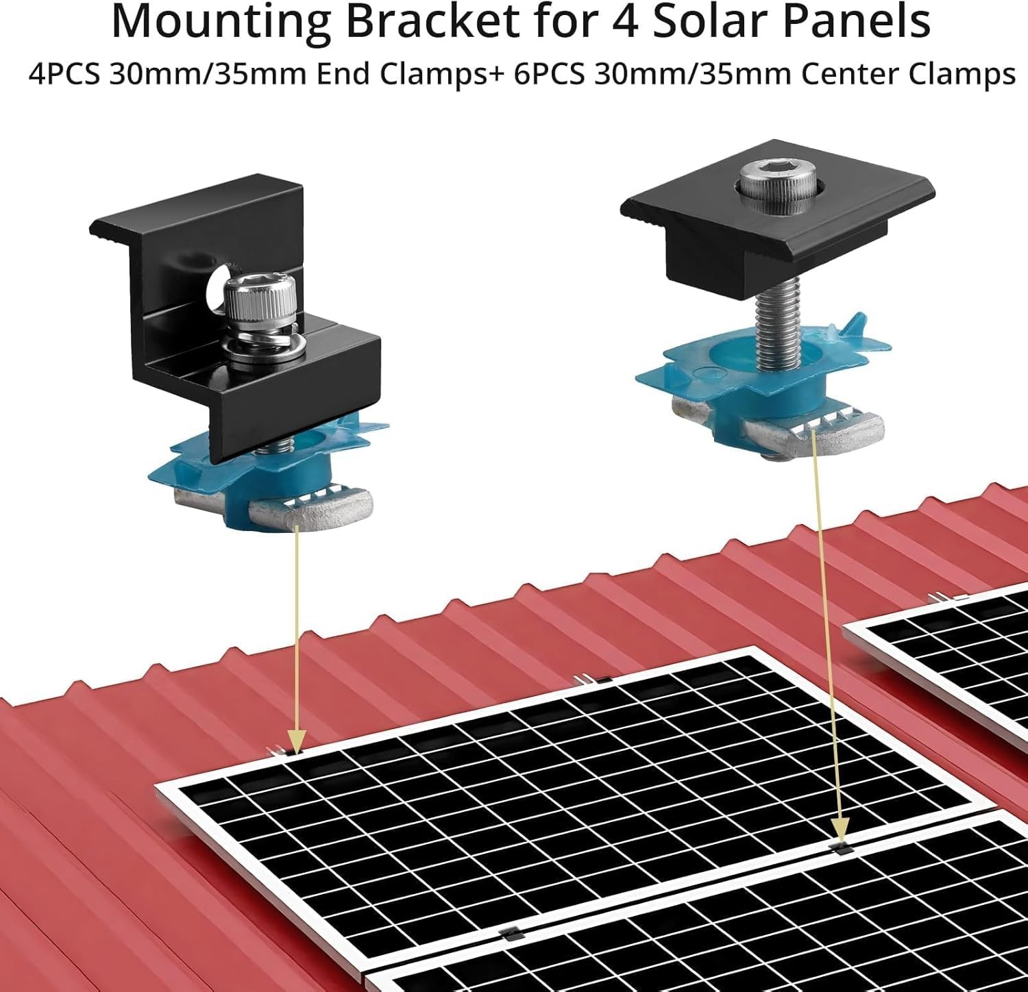 10Pcs Solar Panels Mid Clamps for Unistrut Aluminium Panel Brackets 30Mm/35Mm