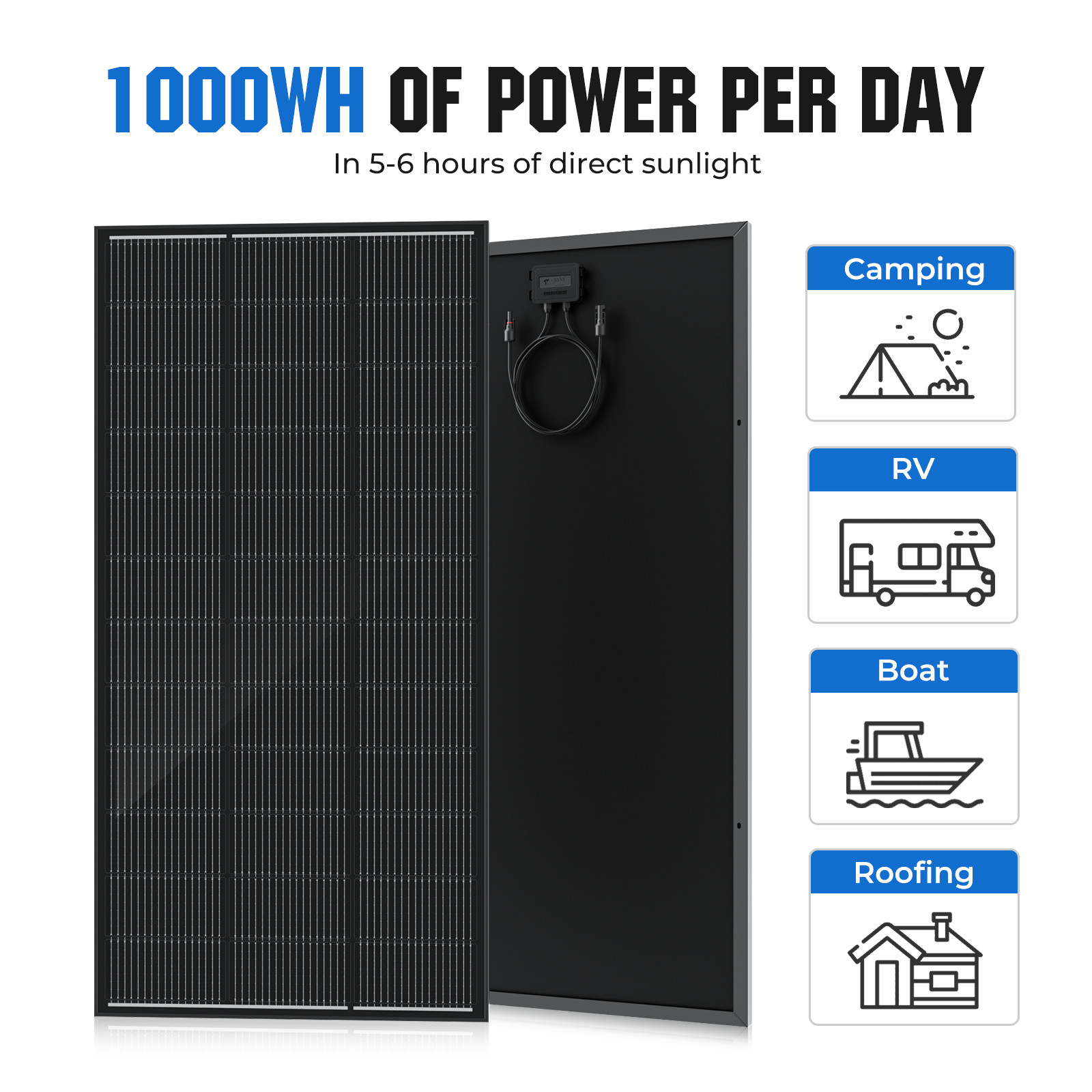 12V 200W Watt Mono Solar Panel Battery Charger Home Boat Camping RV Off-Grid