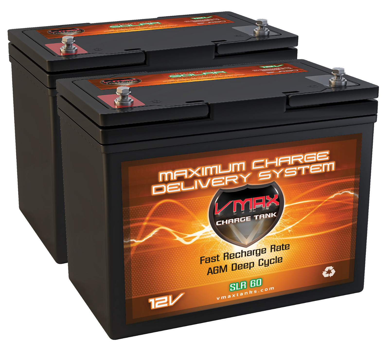 QTY 2 VMAX SLR60 12V 12 Volt 60Ah AGM SLA Deep Cycle Group 22NF maintenance free