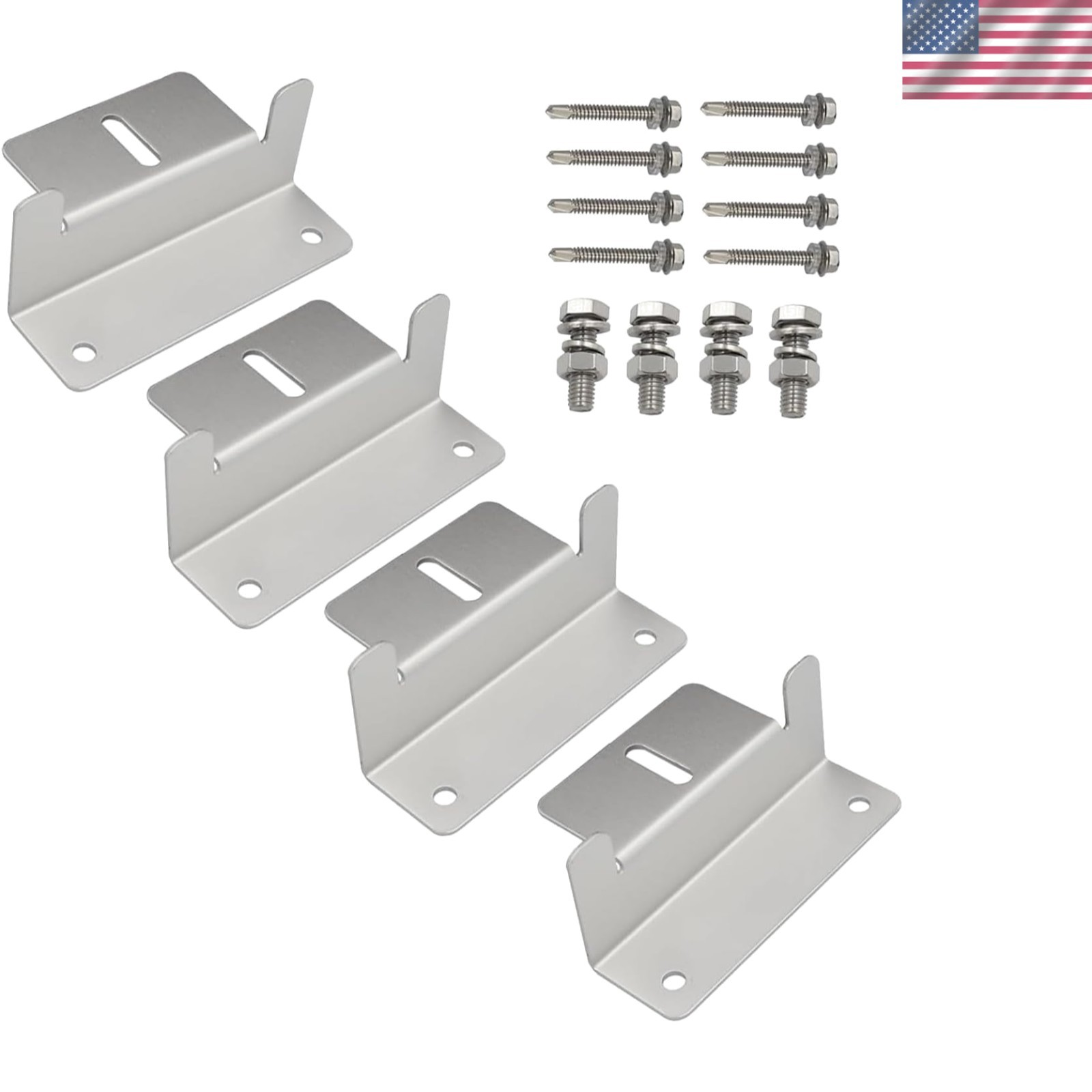 Lightweight Silver Z Bracket Mounts – Rust-Resistant Solar Panel Kit (Set of 4)