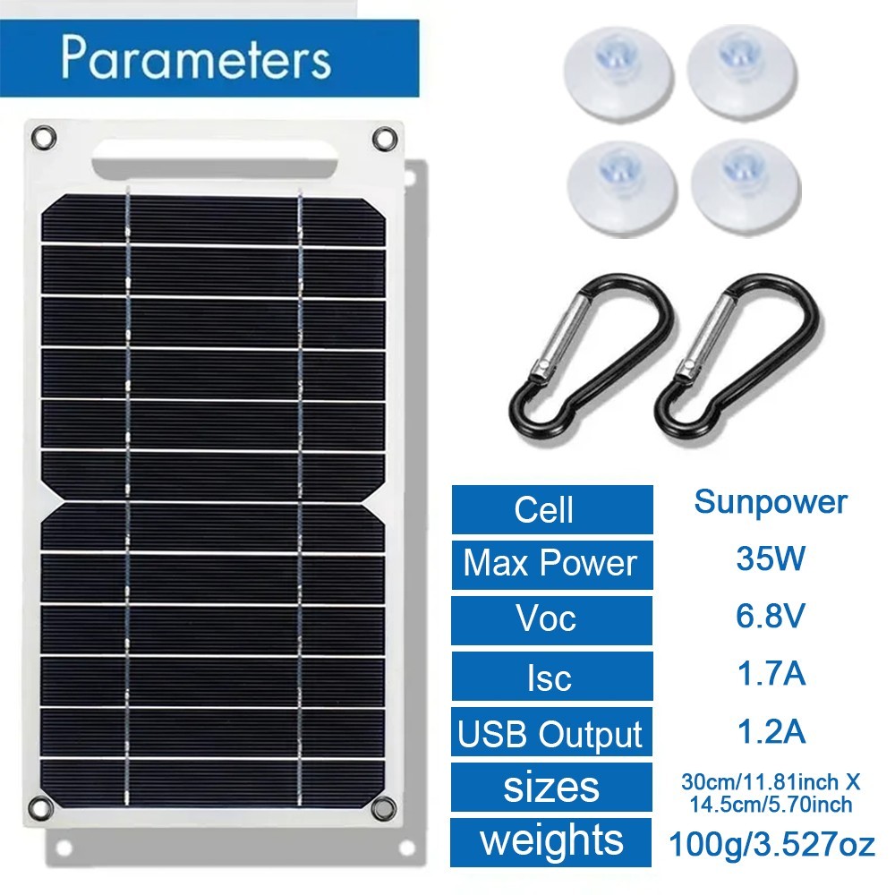 35W Solar Charger Portable Dual USB Solar Panel RV Camping Waterproof US STOCKPJ