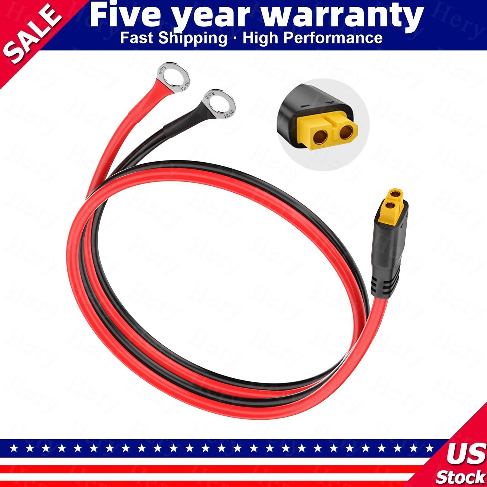 10AWG XT60 Female Connector M8 Terminal Lug Extension Solar Battery Cable
