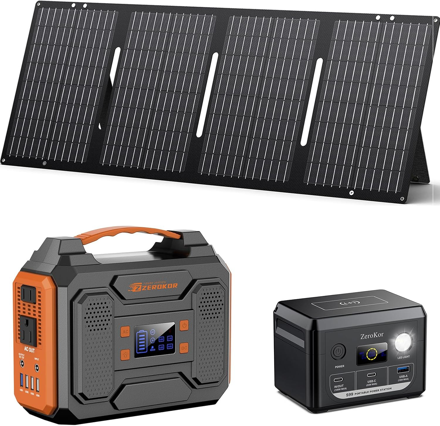 300W Portable Power Station & 60W Solar Panel for Camping & Outdoors