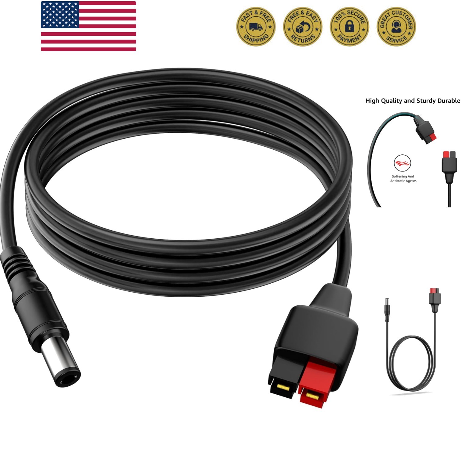 Solar Charging Cable for Portable Power Station Solar Generator DC to Anderso…