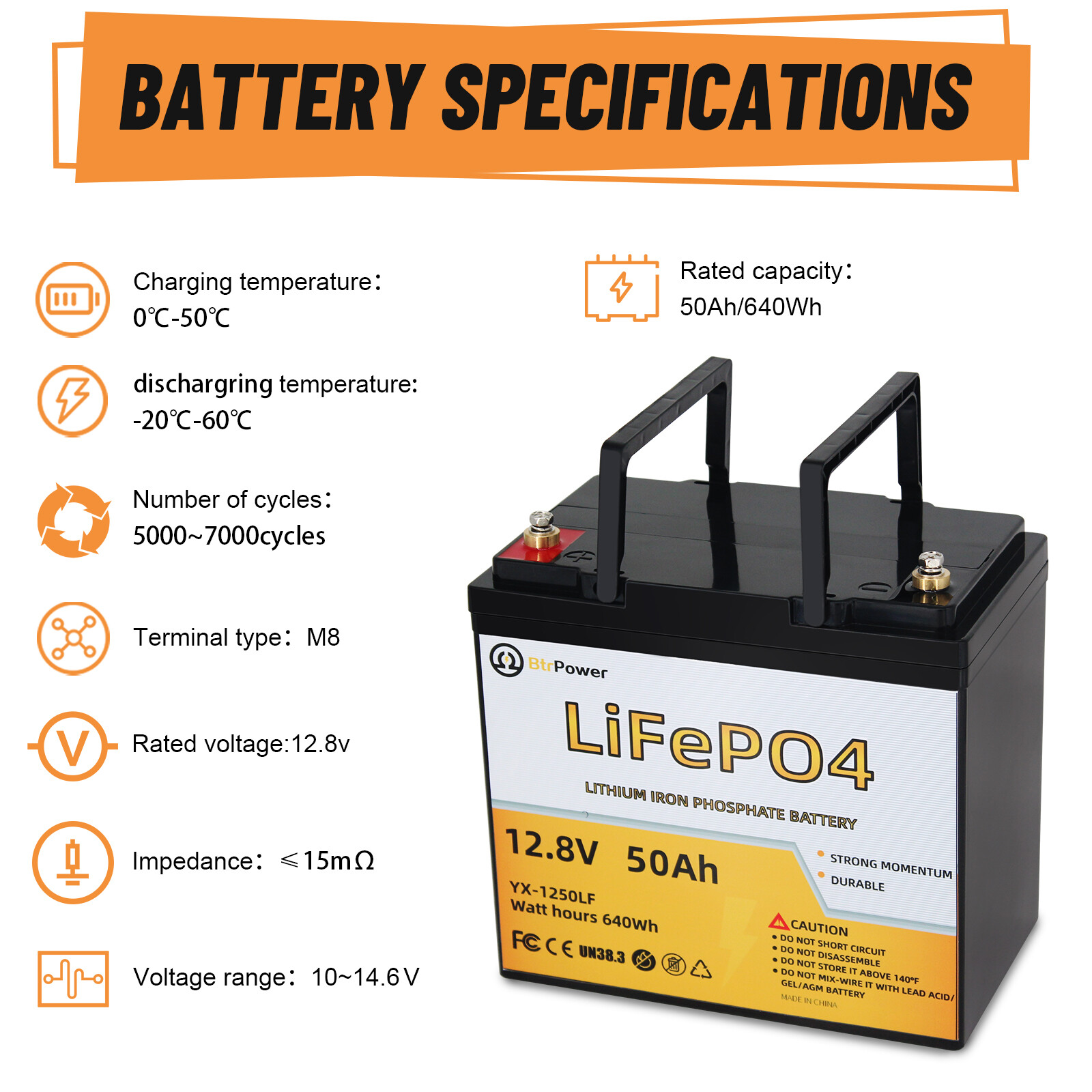12V 50Ah Lithium Lifepo4 Battery Pack Charger for RV Marine Solar System 50A BMS