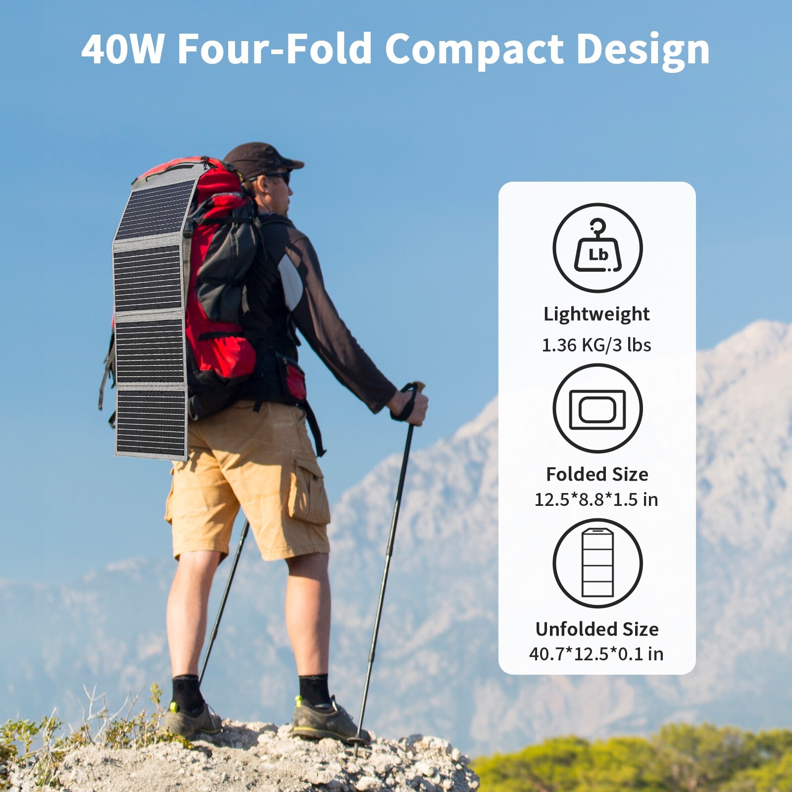 Solar Panel 40W Foldable Portable Solar Charger USB for Power Station Power Bank