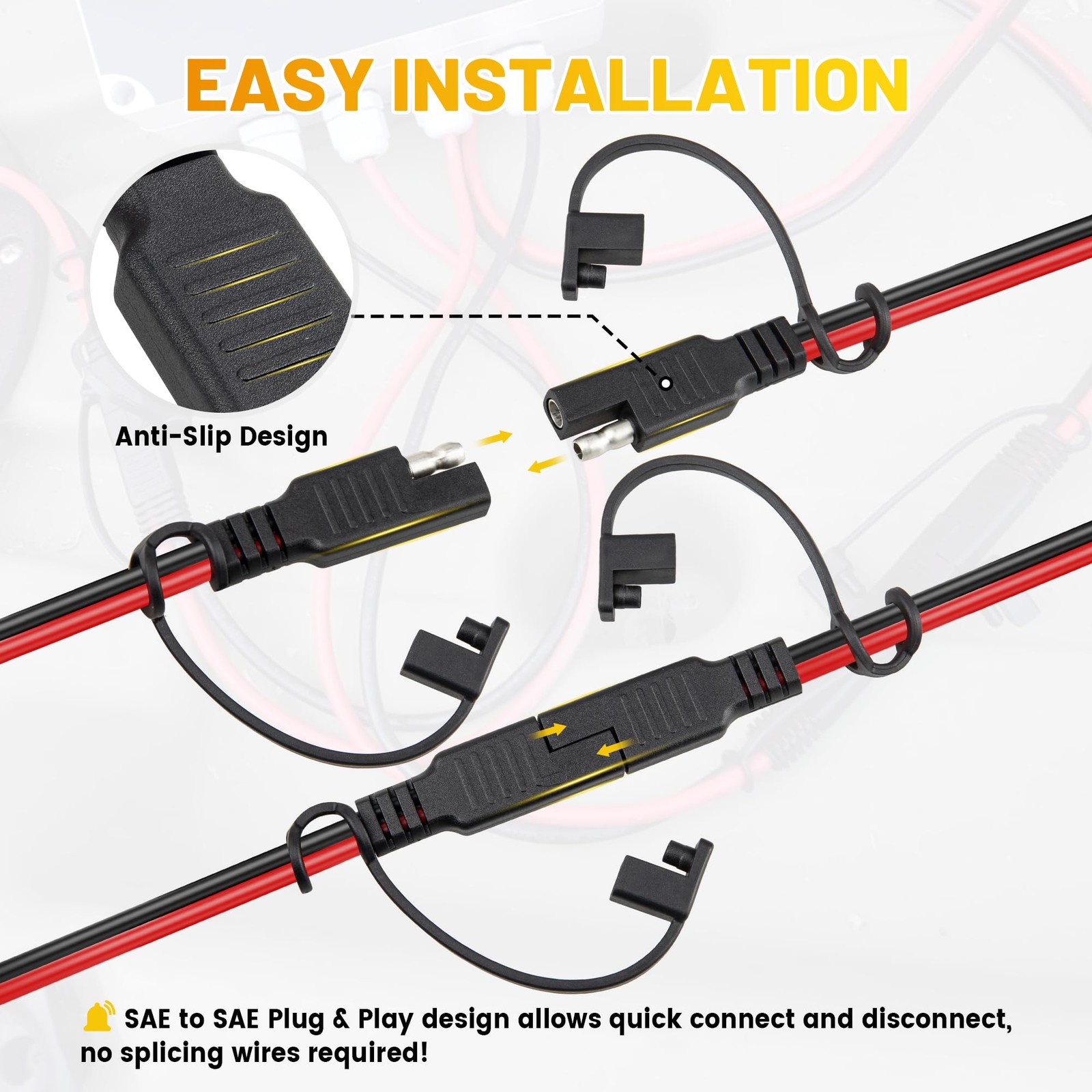 25FT Battery Charger SAE Extension Cable 16AWG, 2 Pin SAE Quick Connector for…