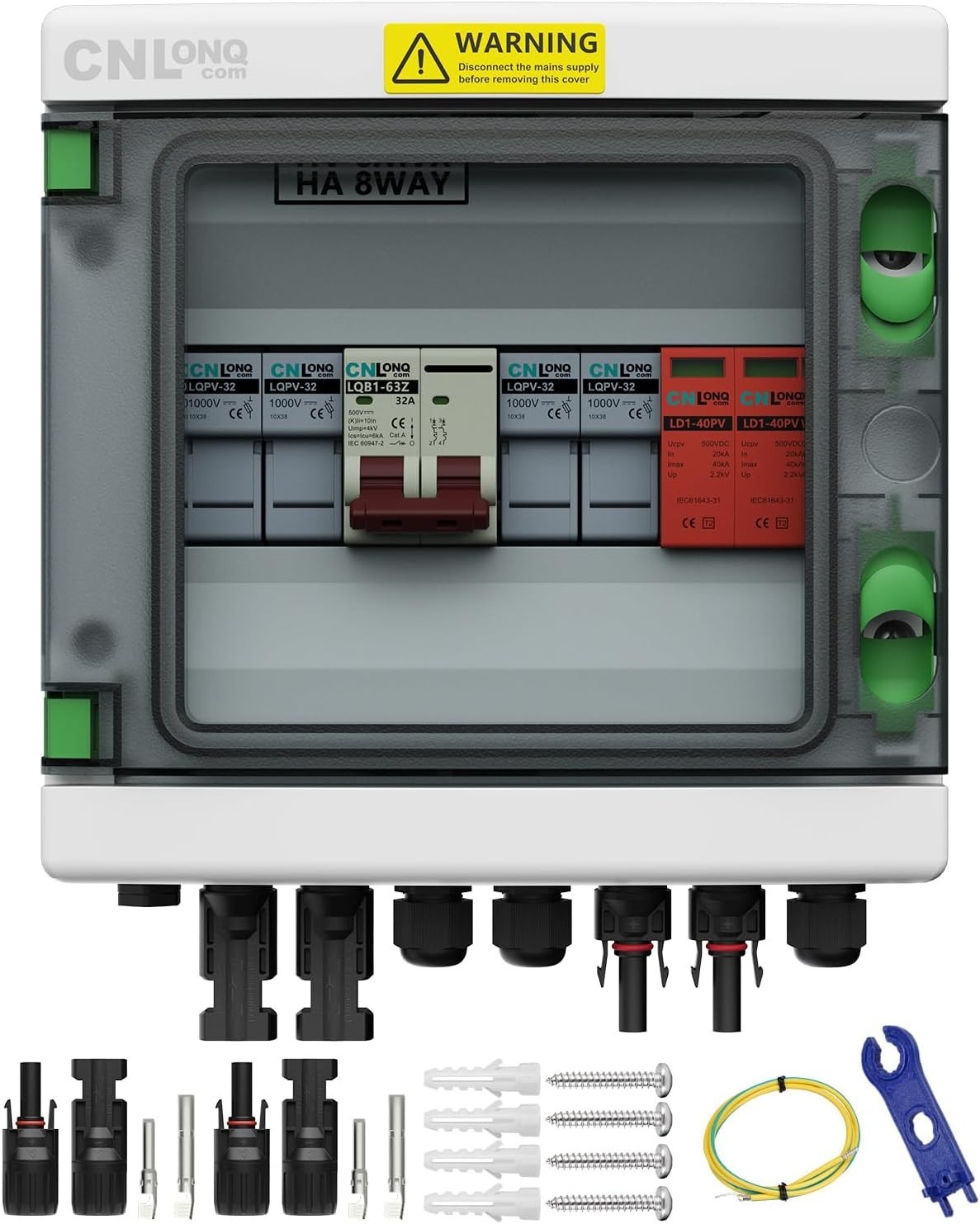 Waterproof 2-String PV Combiner Box with Circuit Breaker & Surge Protection