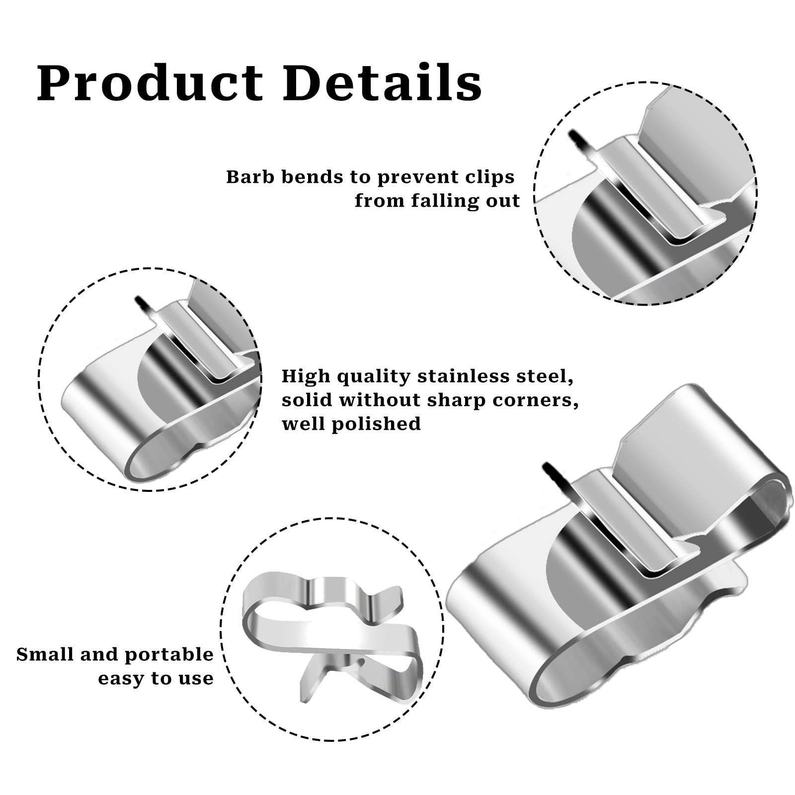50 Pcs Stainless Steel Trailer Frame Wire Clips Solar Panel Wire Clamps