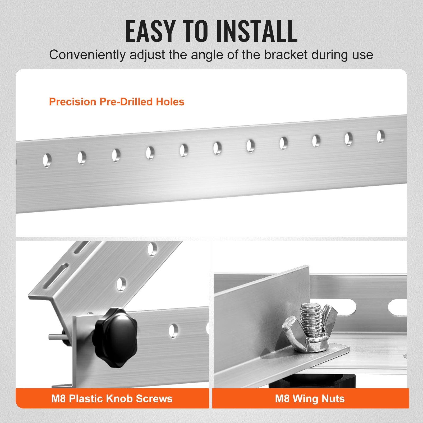 50-Inch Solar Panel Support Brackets, 0 to 90° Modifiable Incline Mount Brackets