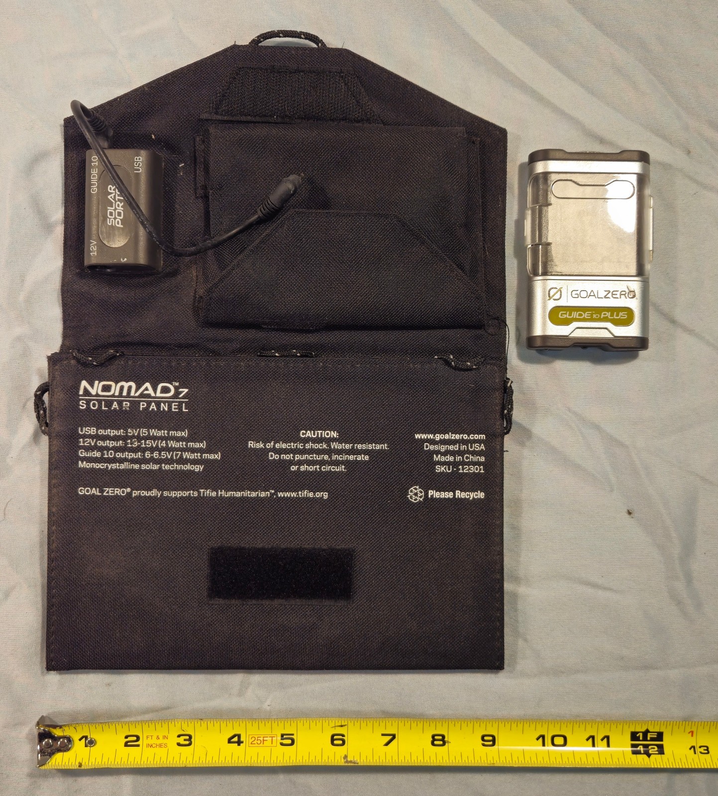 Portable Solar Panel GoalZero Nomad 7 Charge AA, AAA, 9v Rechargeable batteries