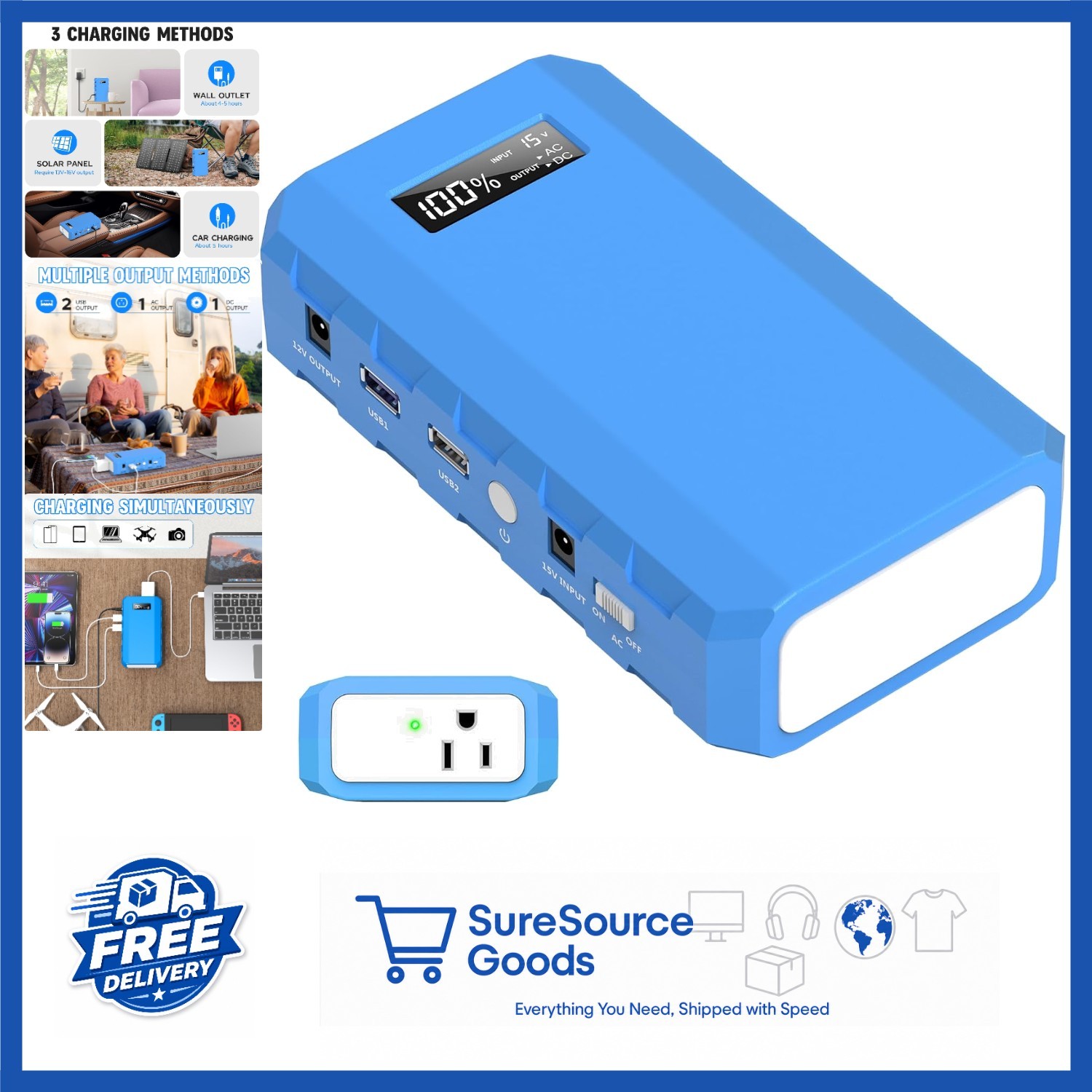 Rechargeable Power Station 24000mAh with AC Outlet for Outdoor Activities