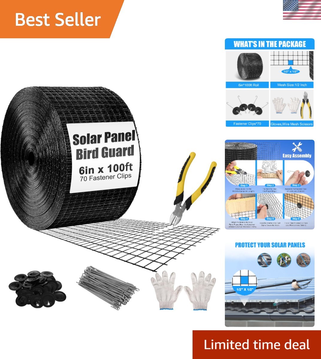 Durable 6in x 100ft PVC-Coated Bird Guard – Weather-Resistant for Solar Panels