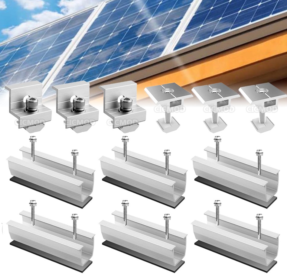 Solar Panel Mounting Rail Brackets Connector Kit for Metal/Tin/Flat/Sheet Roof