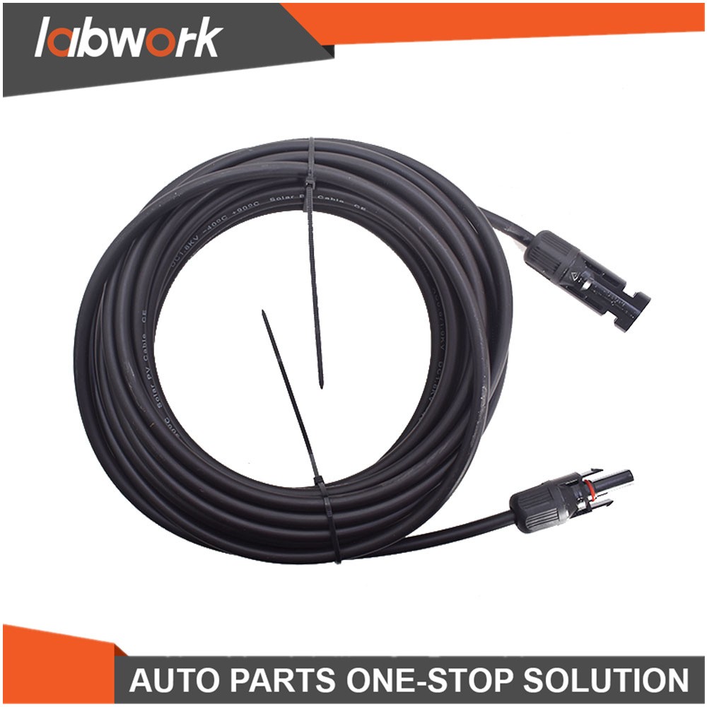 Labwork Black + Red Solar Panel Extension Cable Wire Connector 1 Pair 12/10 AWG