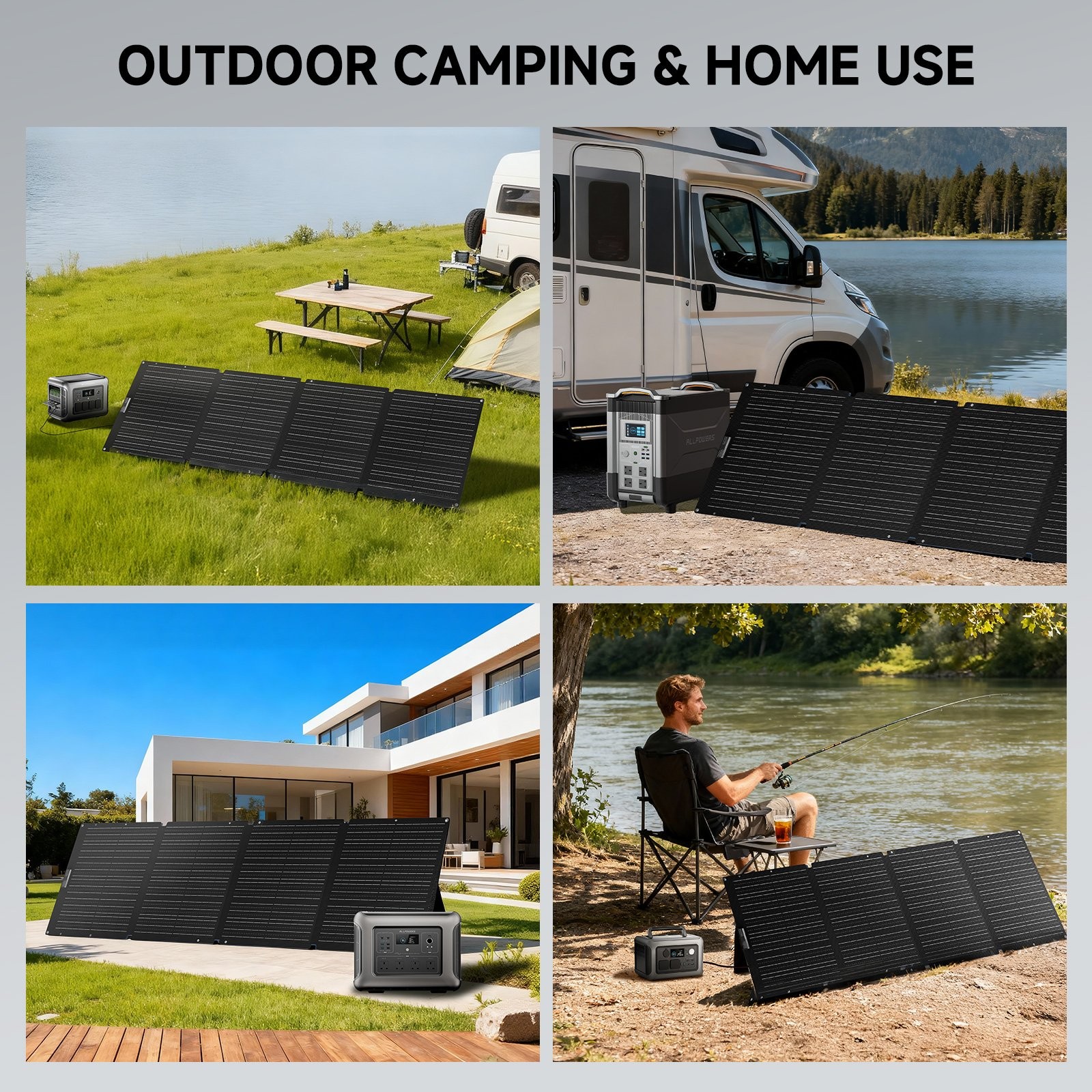 ALLPOWERS 200W Portable Solar Panel Kit For Solar Generator Camping with RV