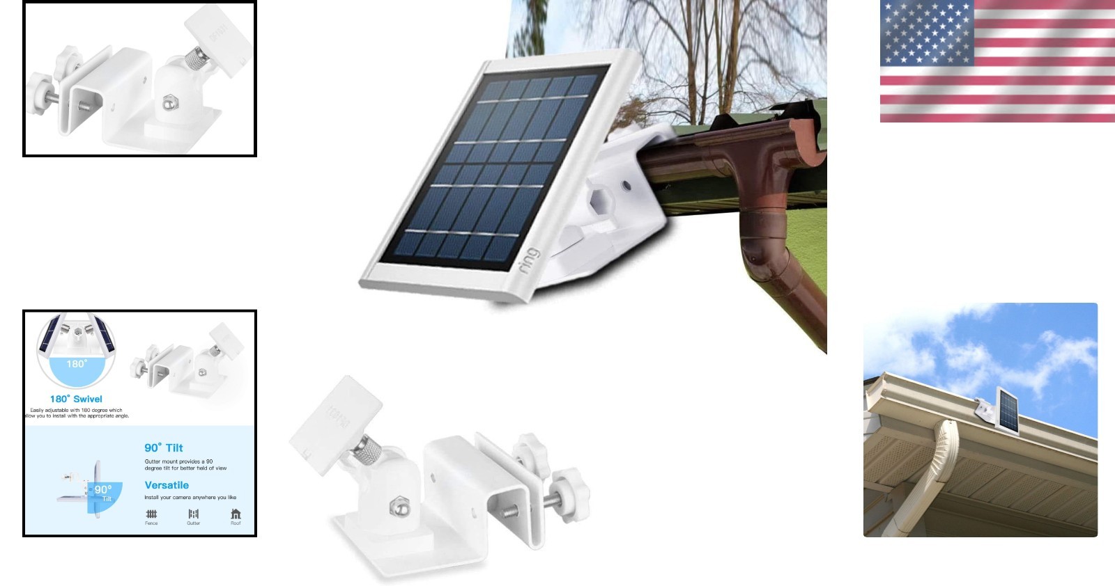 Weatherproof Gutter Mount for Ring Solar Panels – Adjustable Aluminum Bracket