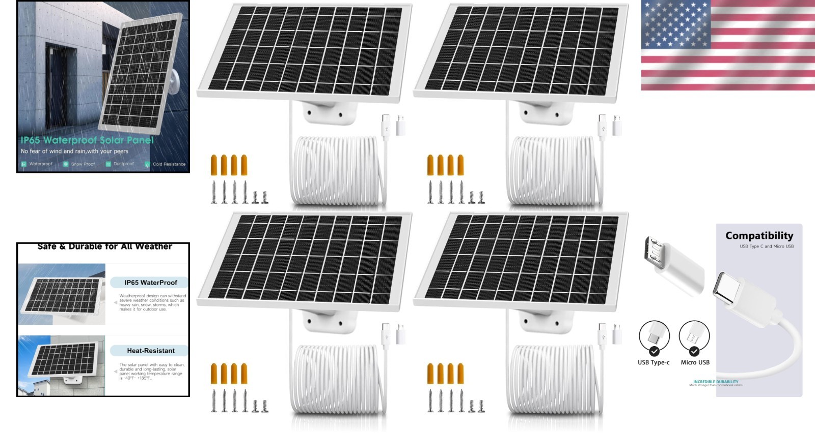 Intelligent Management Solar Panel Charger for Arlo Cameras