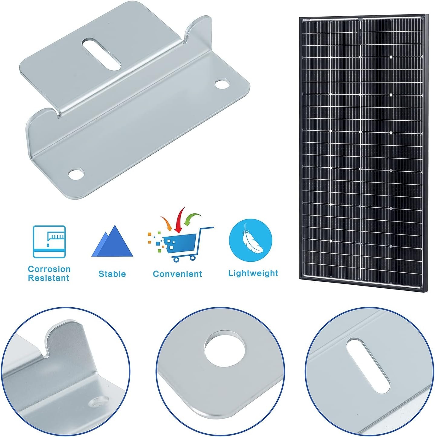 Z Brackets Solar Panel Mount – 4 Sets for RVs, Boats & Trailers Installation