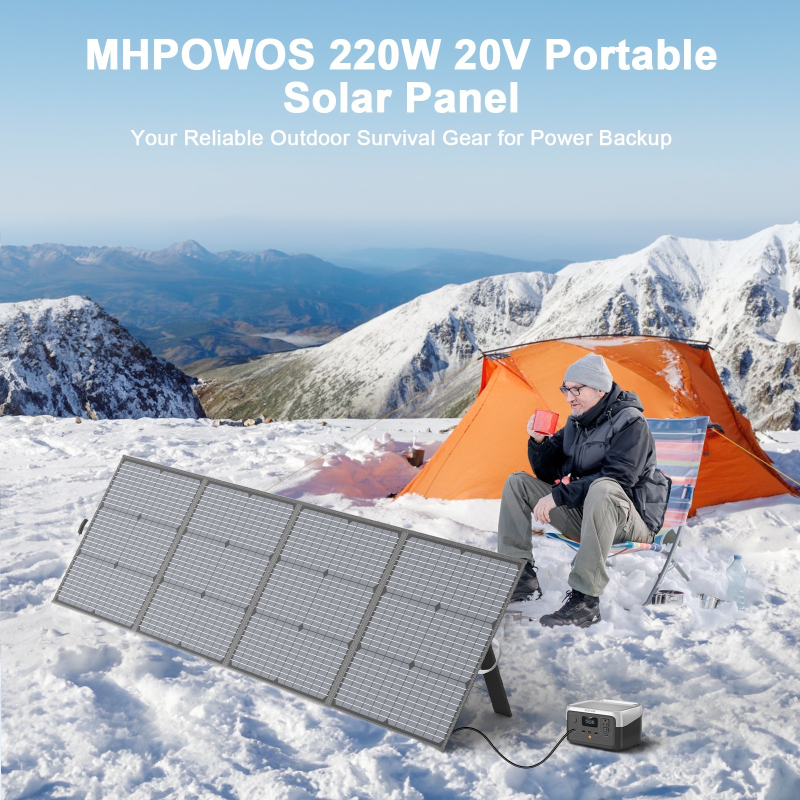 Folding Solar Panel kit 220W 20V 40V for Bluetti AC180 AC70 ECOFLOW Powerstation