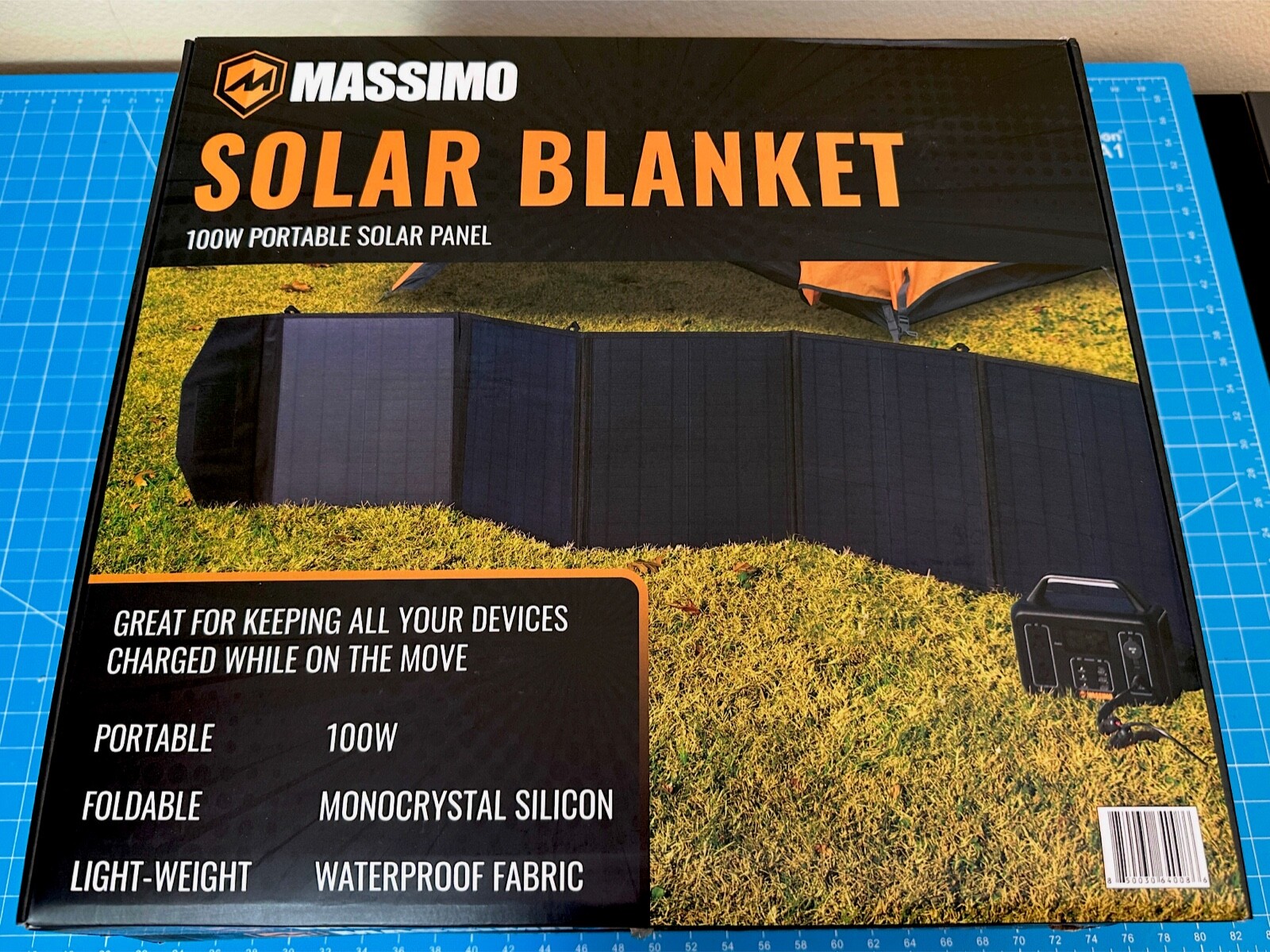 100W Portable Foldable Solar Panel Blanket Massimo W/ 2 USB & DC Charging Ports