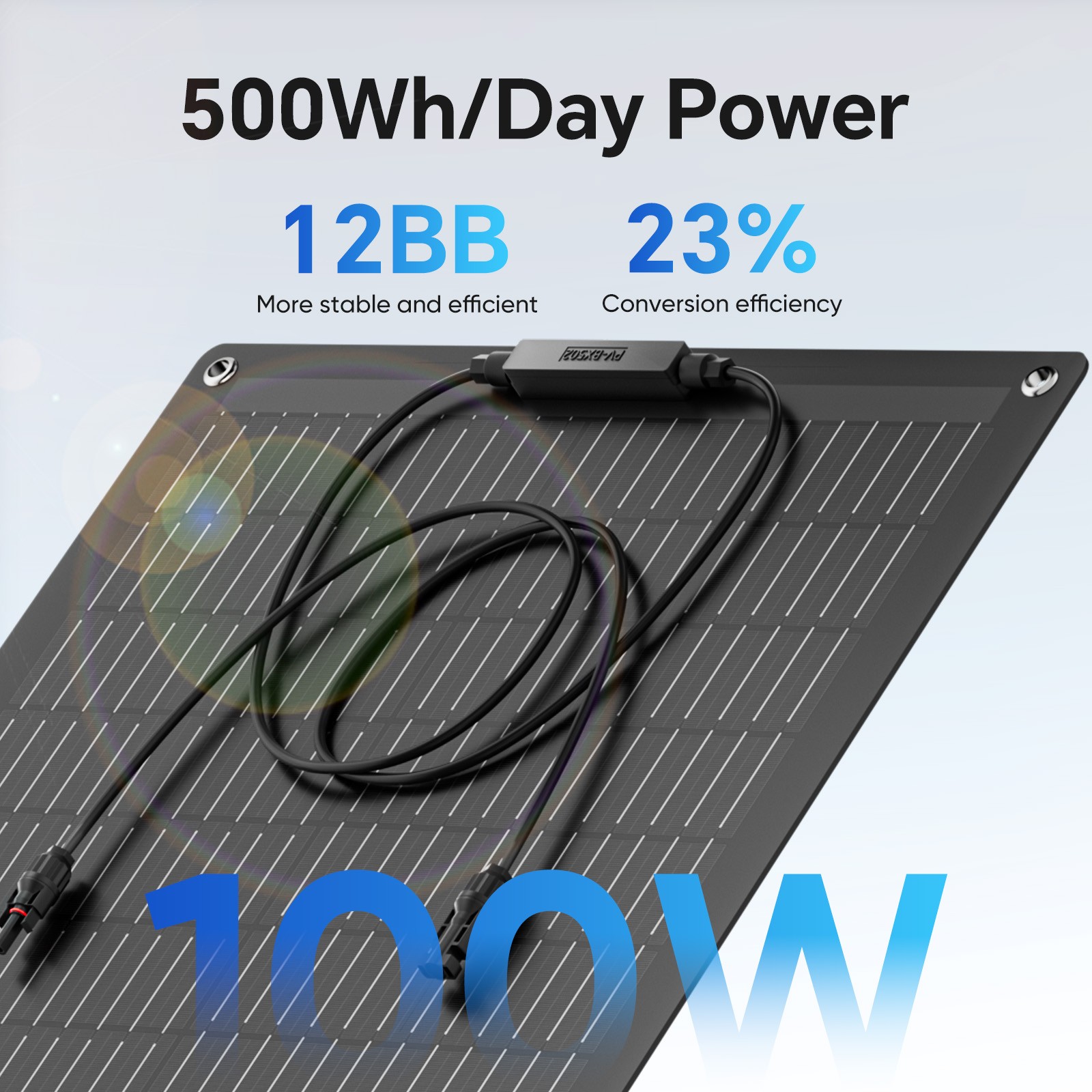 100W Watt Flexible 12V Mono Solar Panel Home RV Rooftop Camping Off-Grid Power