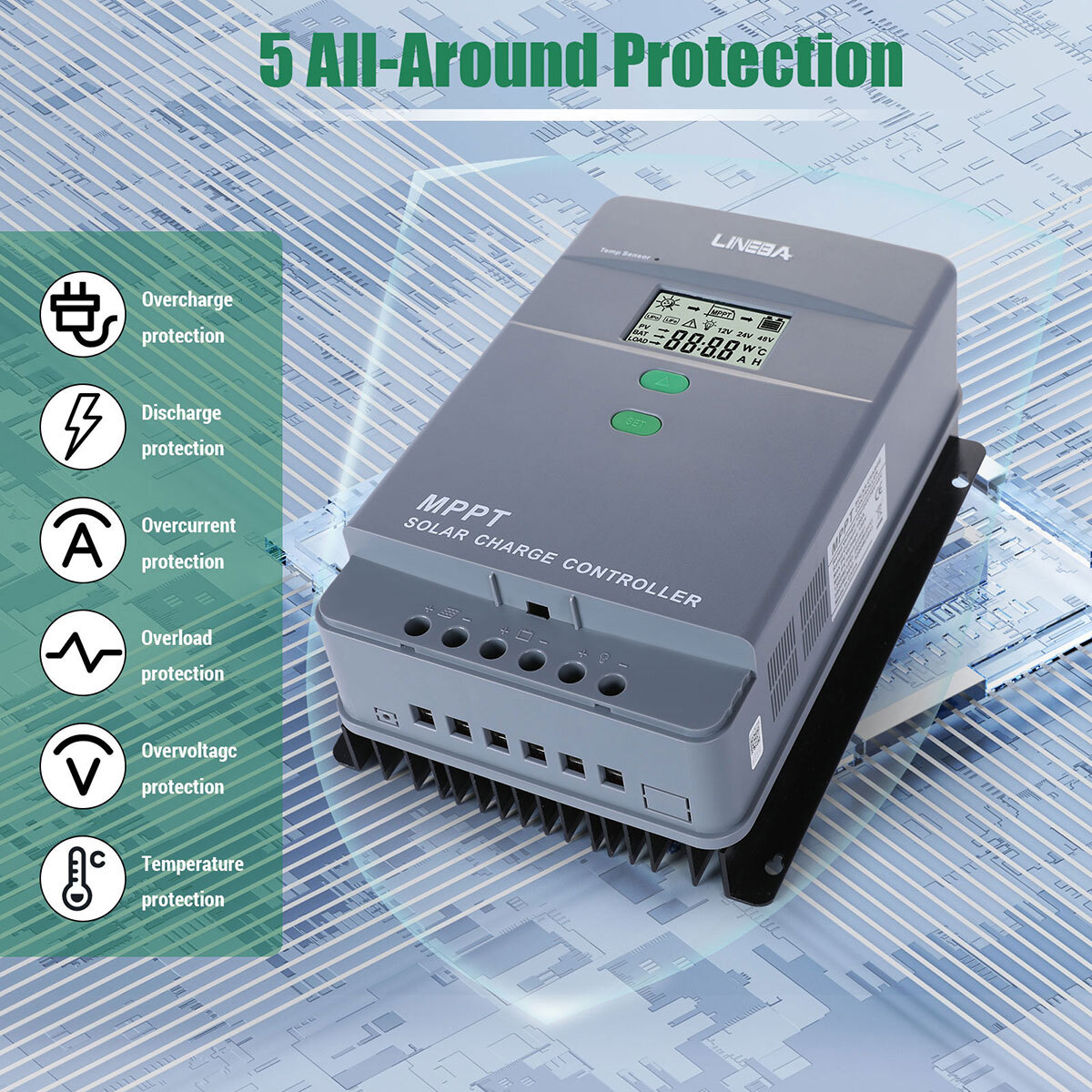 MPPT 100AMP 60A Solar Charge Controller For 12V 24V 36V 48V DC Battery Regulator