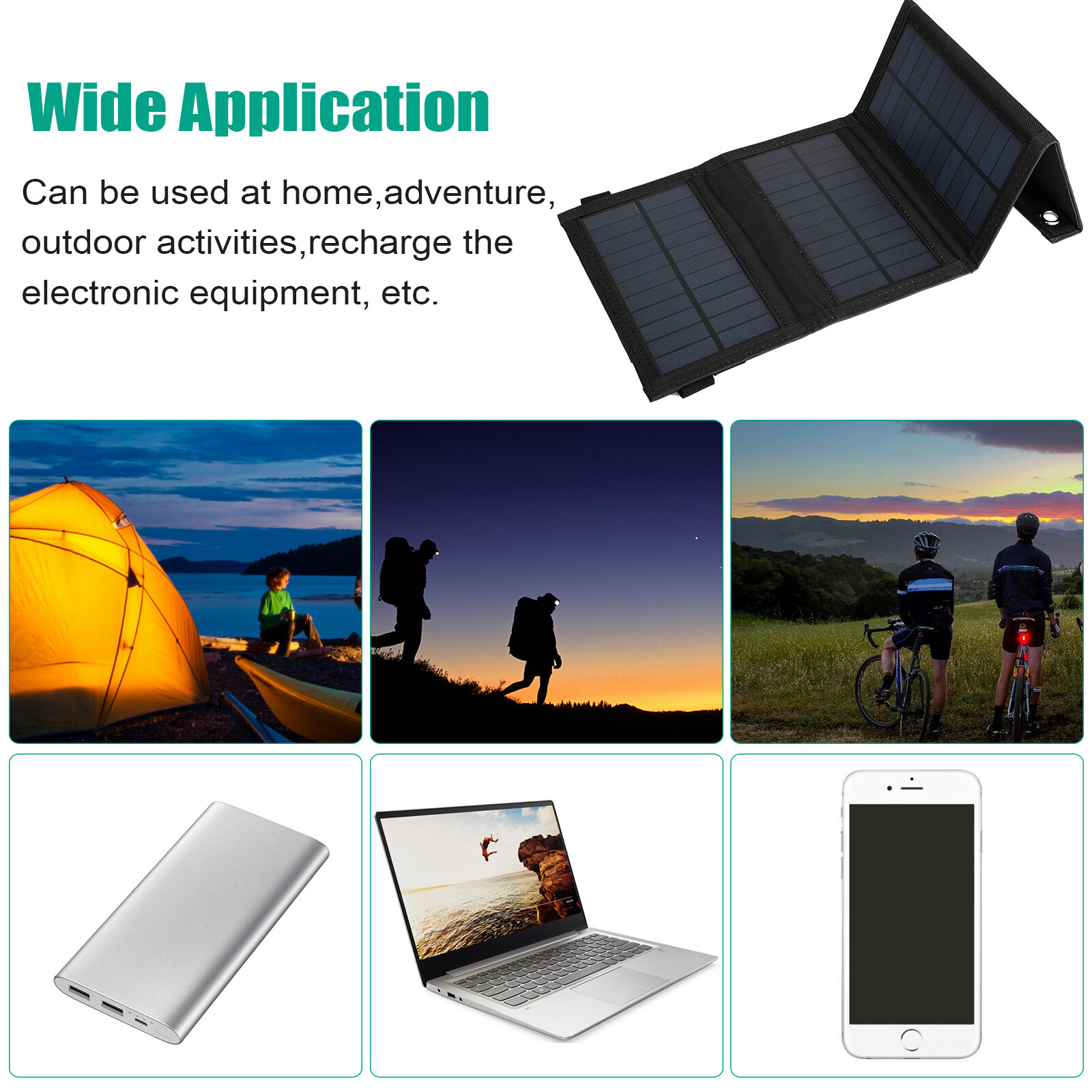 80W USB Solar Panel Kit Folding Power Bank Outdoor Camping Hiking Phone Charger
