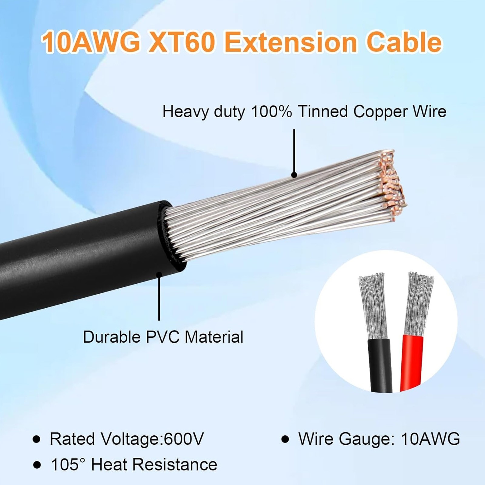 Solar Panel Extension Cable Wire XT60 Female to Solar Connectors