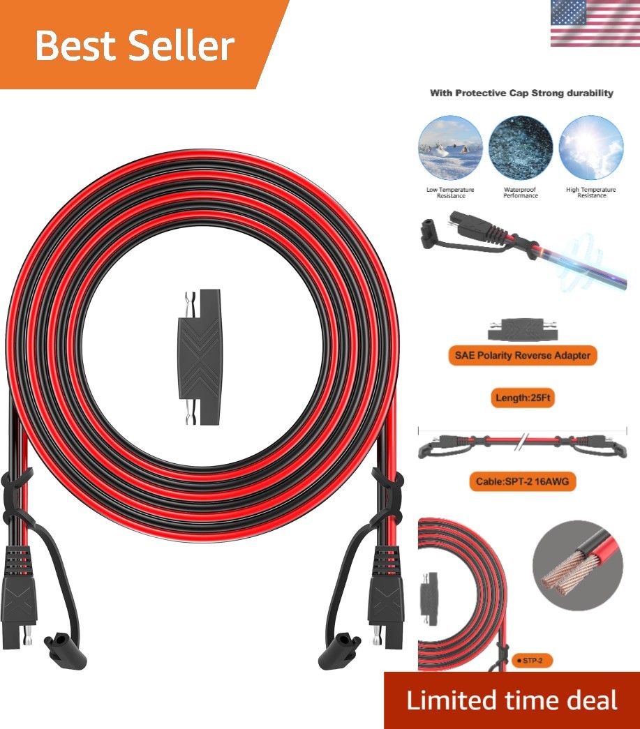 Heavy-Duty 12FT SAE to SAE Quick Disconnect Cable with Water-Resistant Connector