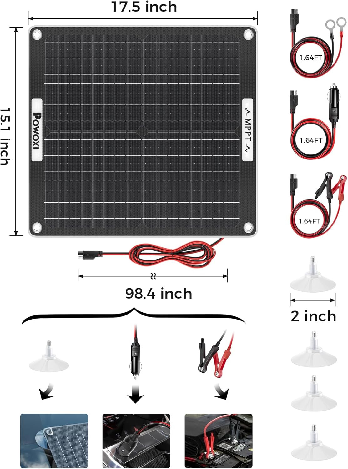 30W Solar Battery Charger: 12V Solar Car Battery Trickle Maintainer – with MPPT