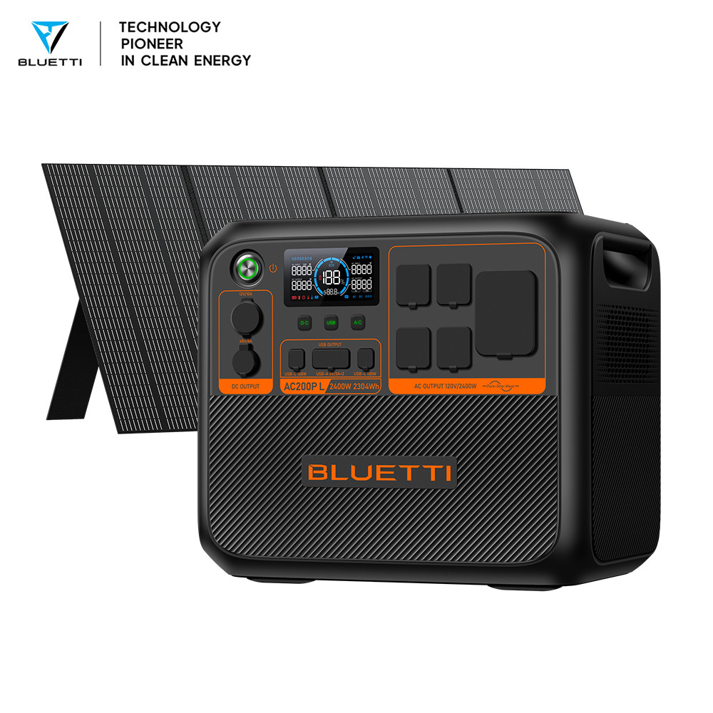 BLUETTI AC200PL+350W Solar Panel 2304Wh Portable Power Station for Home Backup