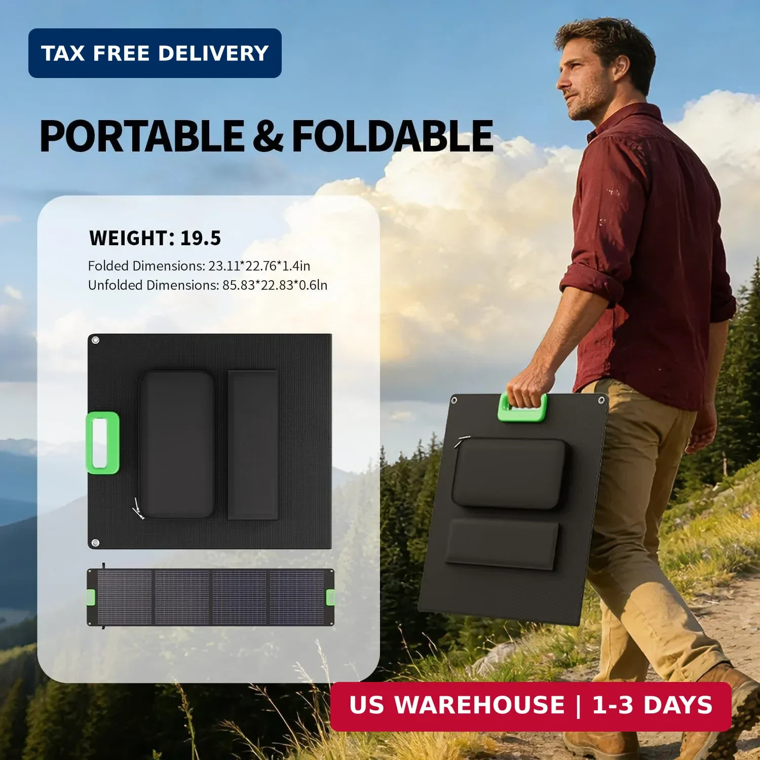 200W High Efficiency ETFE Foldable Solar Panel for Portable Power Station, IP65