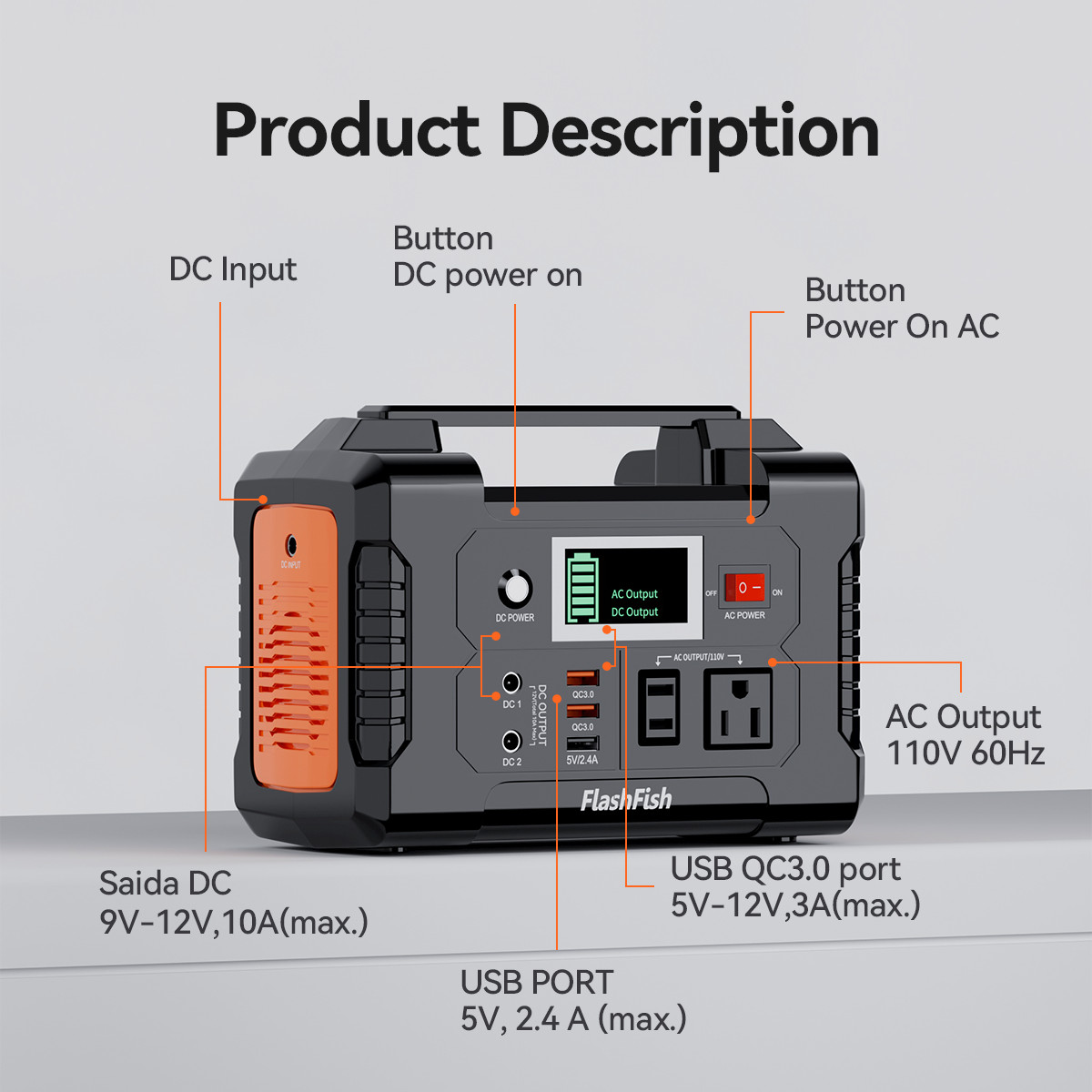 Flashfish E200 200W Portable Power Station 151Wh Solar Generator for Outdoor/RV