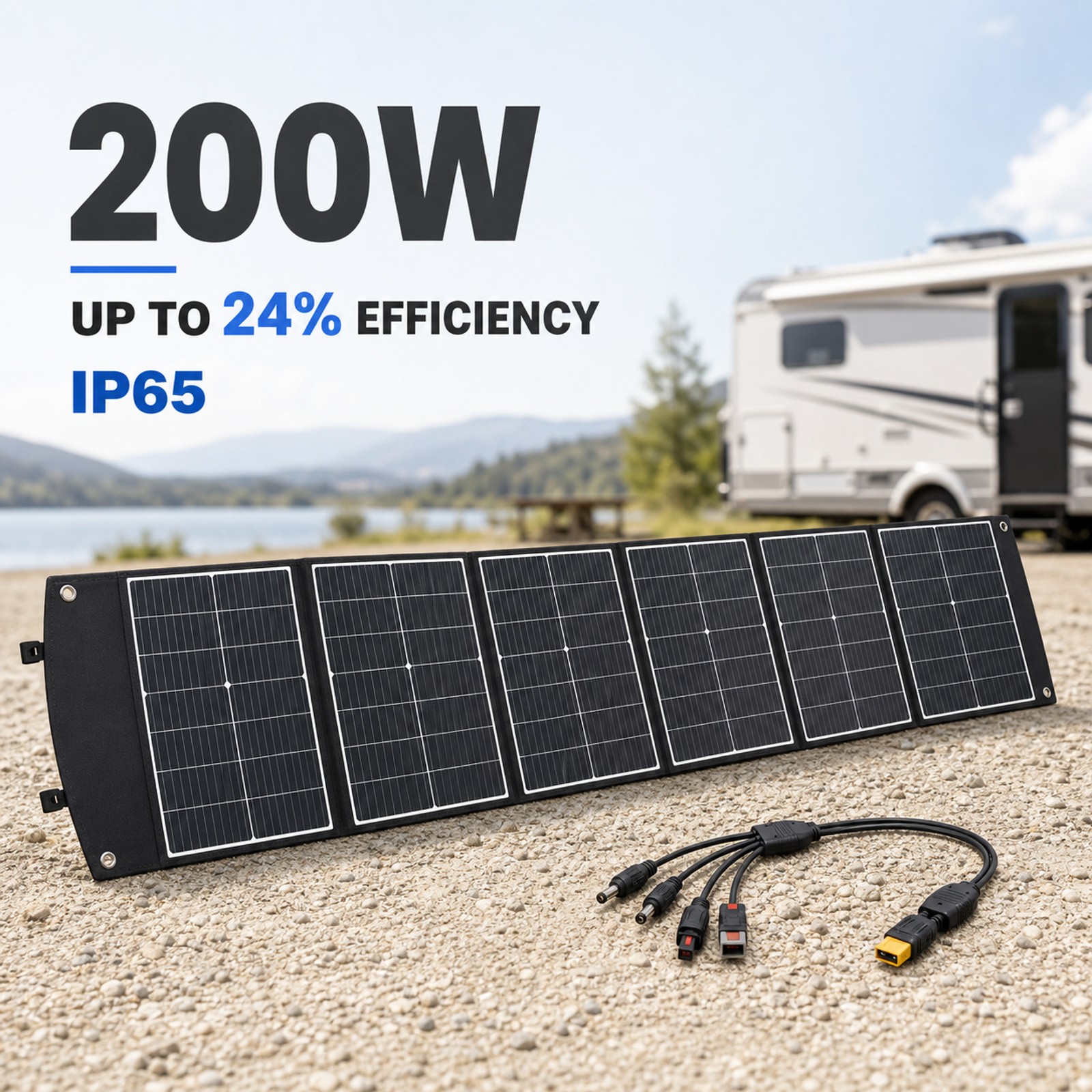 200W Foldable Solar Panel IP65 USB-C for Phone Laptop Charger Power Station