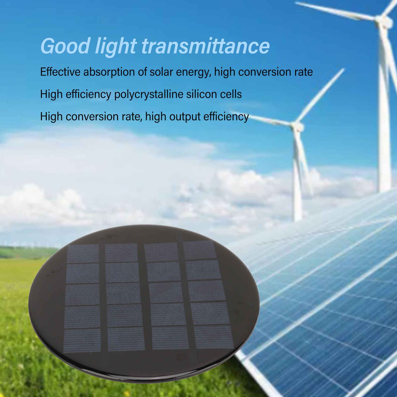 Mini Round Solar Cell Panel With High Efficiency Polycrystalline Silicon NEW