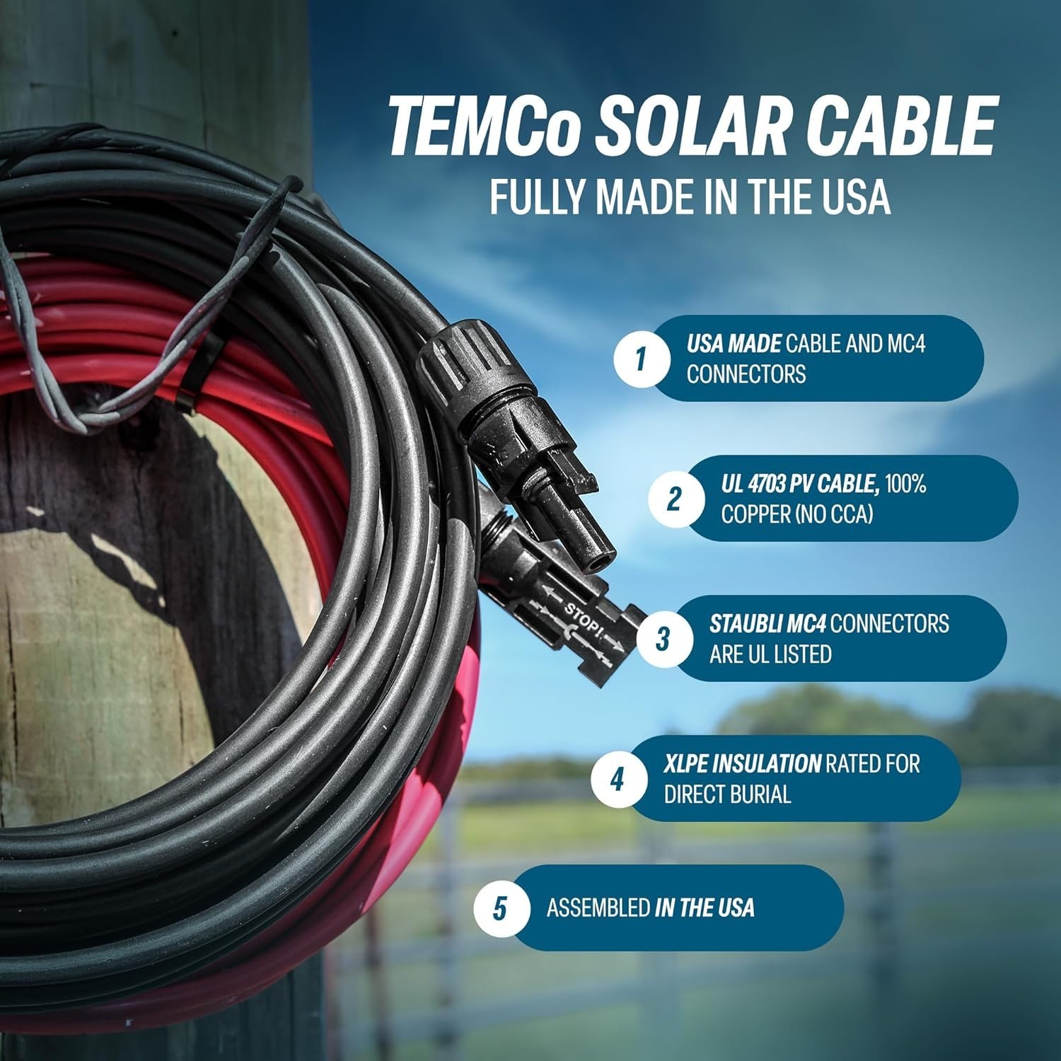 High-Quality 10 AWG Solar Extension Cable 200 Ft for Reliable Power Transmission