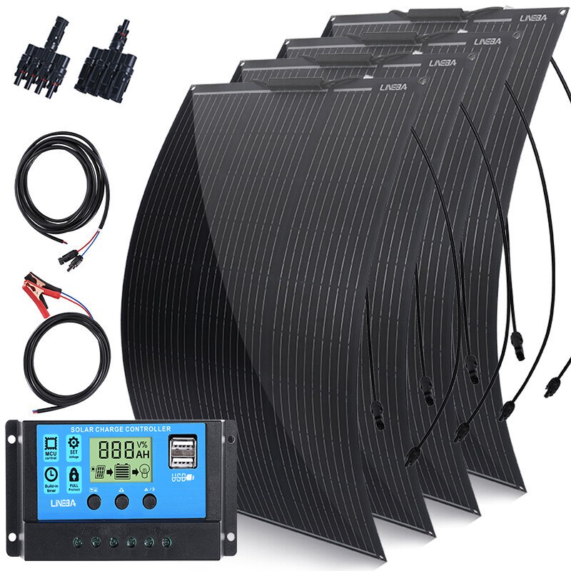 400W Watt Flexible Solar Panel 18V Mono Home RV Rooftop Camping Off-Grid Power