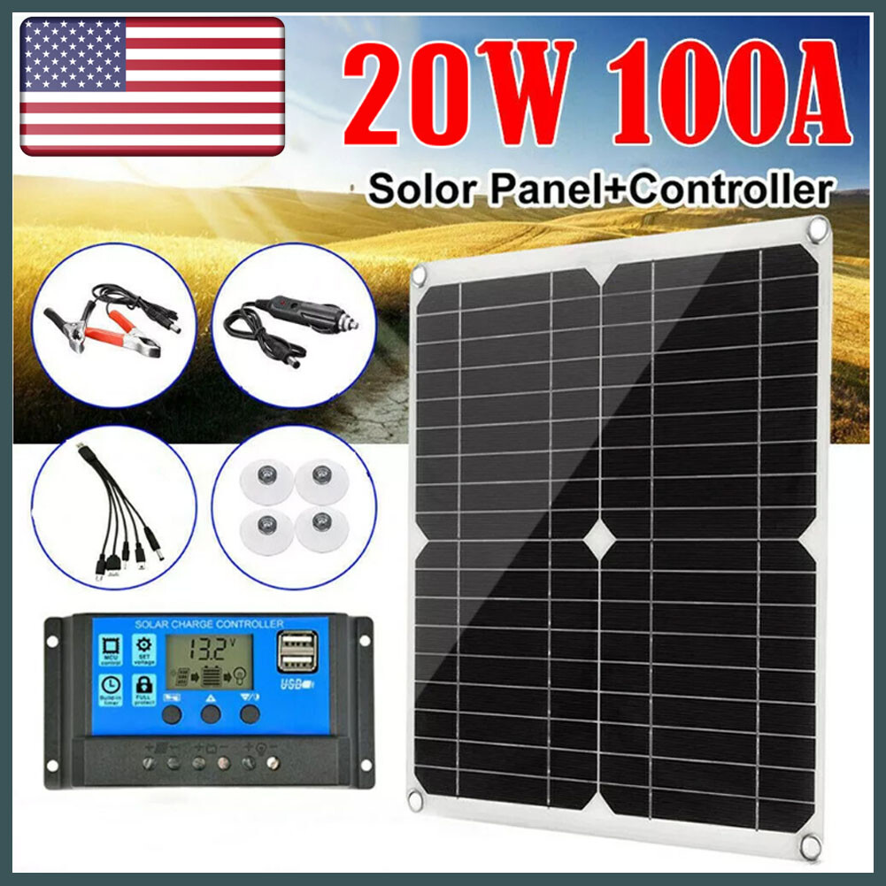 200 Watts Solar Panel Kit 12V Battery Charger w/ 10A Controller Caravan Boat USA